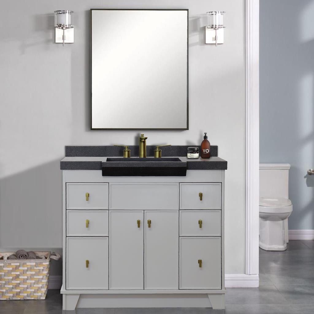 Bellaterra Naples 39" Single Vanity Light Gray, Black Concrete Top