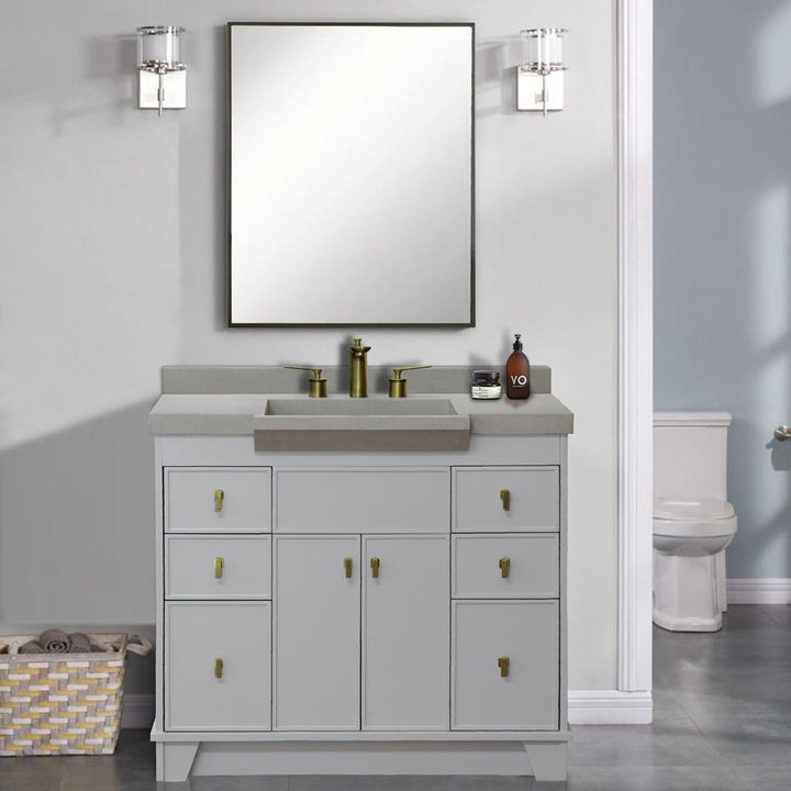 Bellaterra Naples 39" Single Vanity Light Gray, Gray Concrete Top