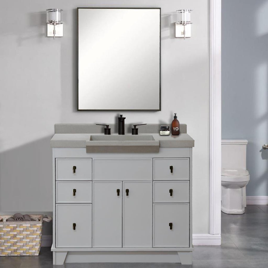 Bellaterra Naples 39" Single Vanity Light Gray, Sandy White Concrete Top