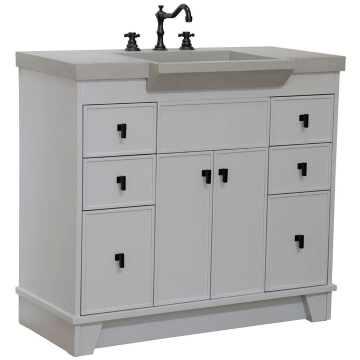 Bellaterra Naples 39" Single Vanity Light Gray, Sandy White Concrete Top