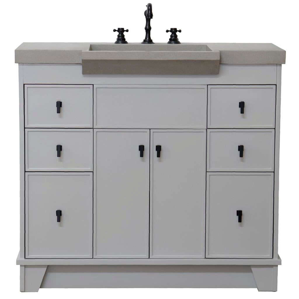 Bellaterra Naples 39" Single Vanity Light Gray, Sandy White Concrete Top