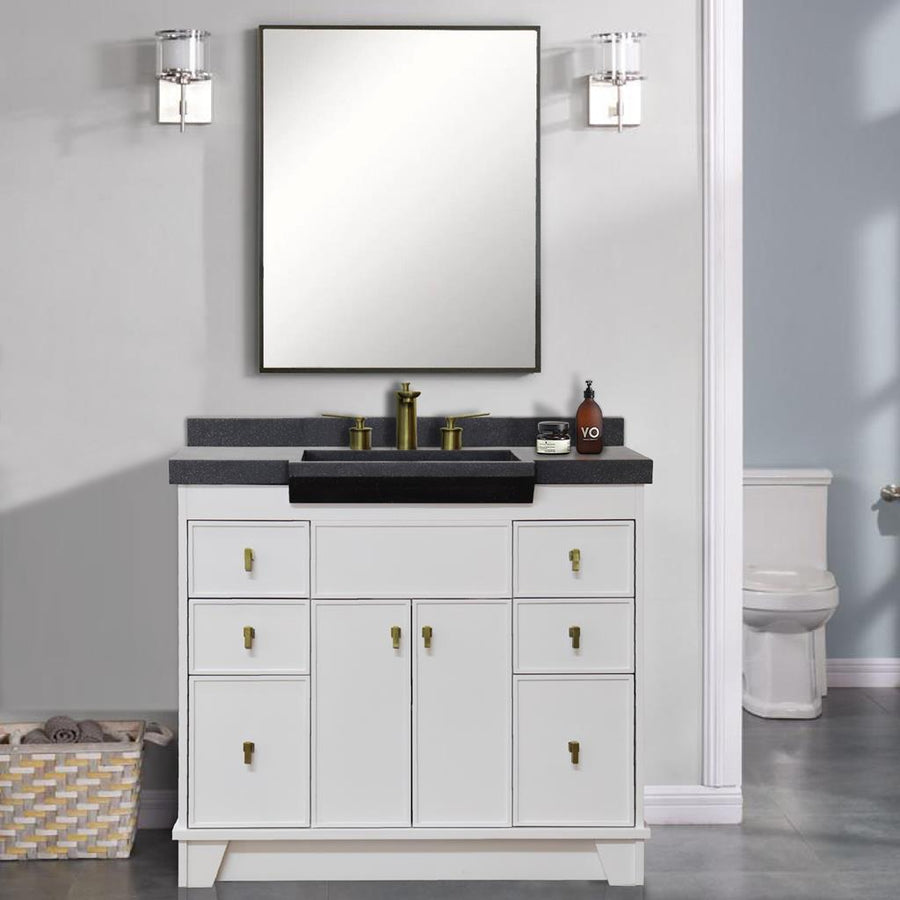 Bellaterra Naples 39" Single Vanity White, Black Concrete Top