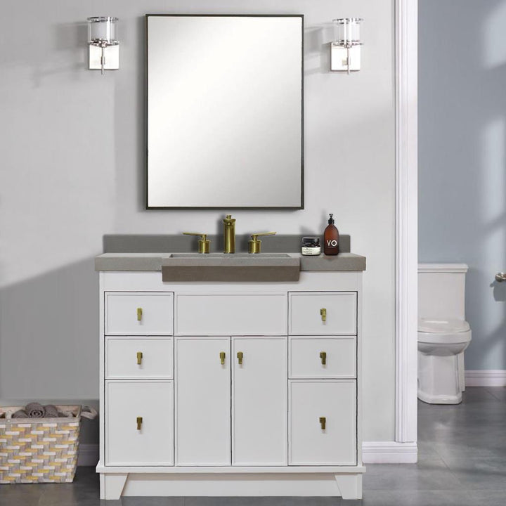 Bellaterra Naples 39" Single Vanity White, Gray Concrete Top