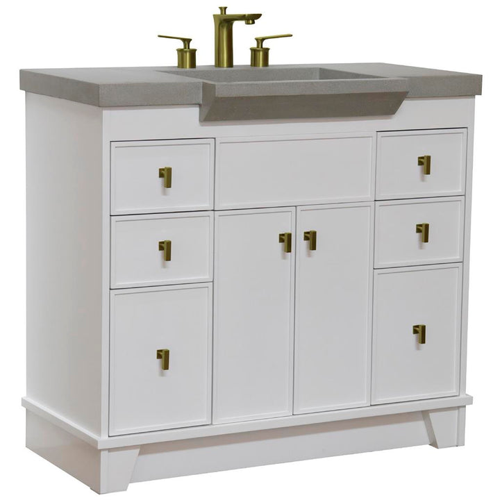 Bellaterra Naples 39" Single Vanity White, Gray Concrete Top