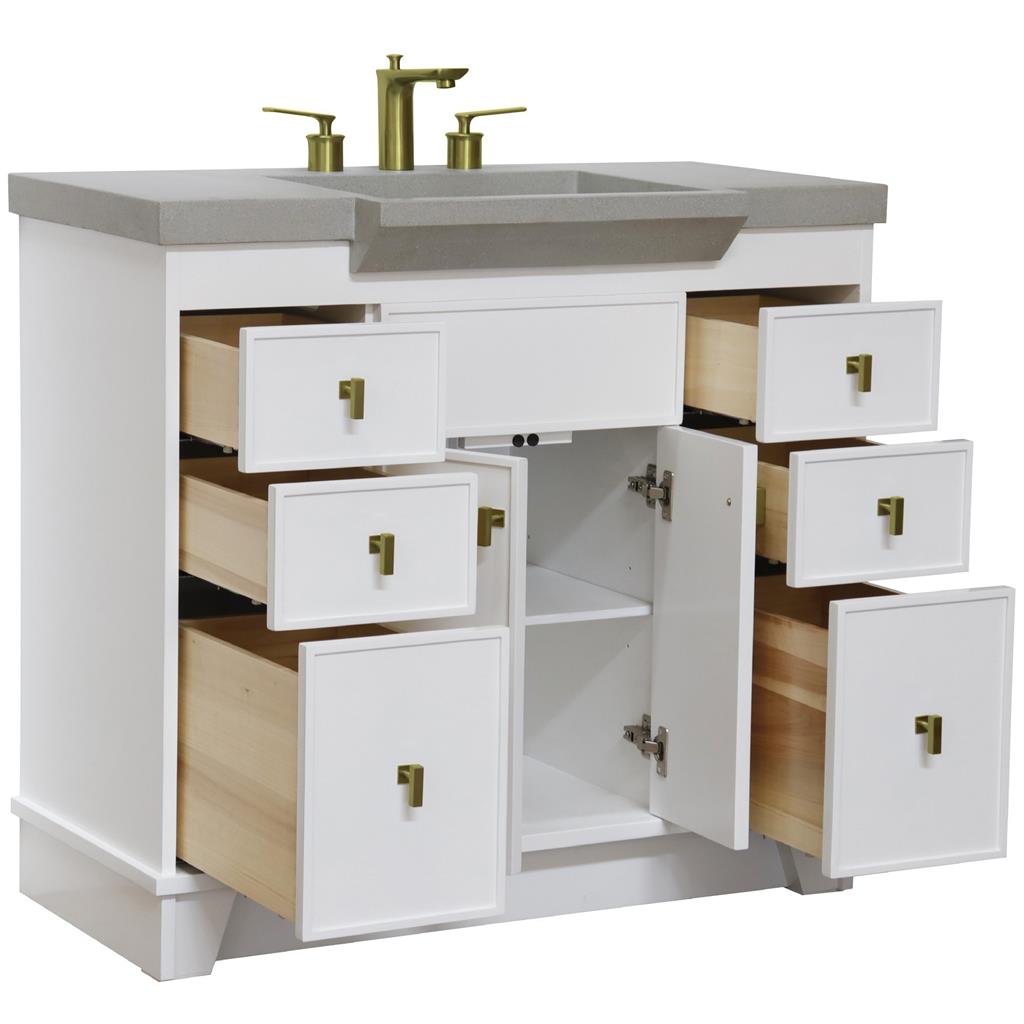 Bellaterra Naples 39" Single Vanity White, Gray Concrete Top