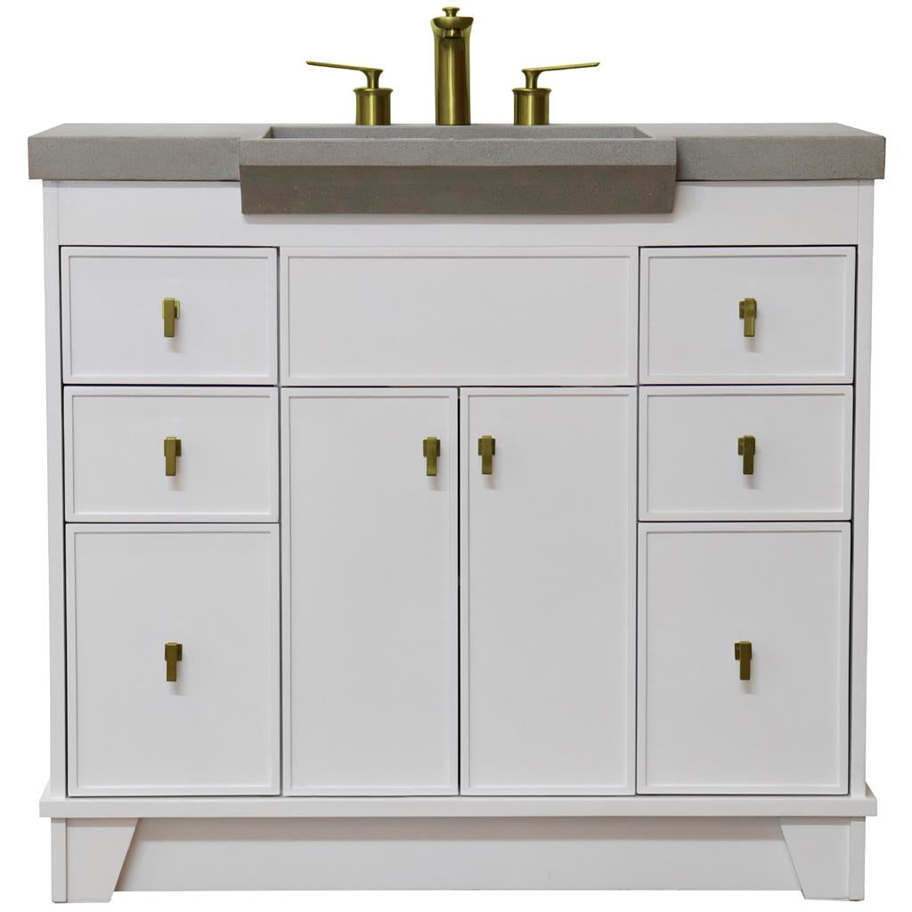 Bellaterra Naples 39" Single Vanity White, Gray Concrete Top