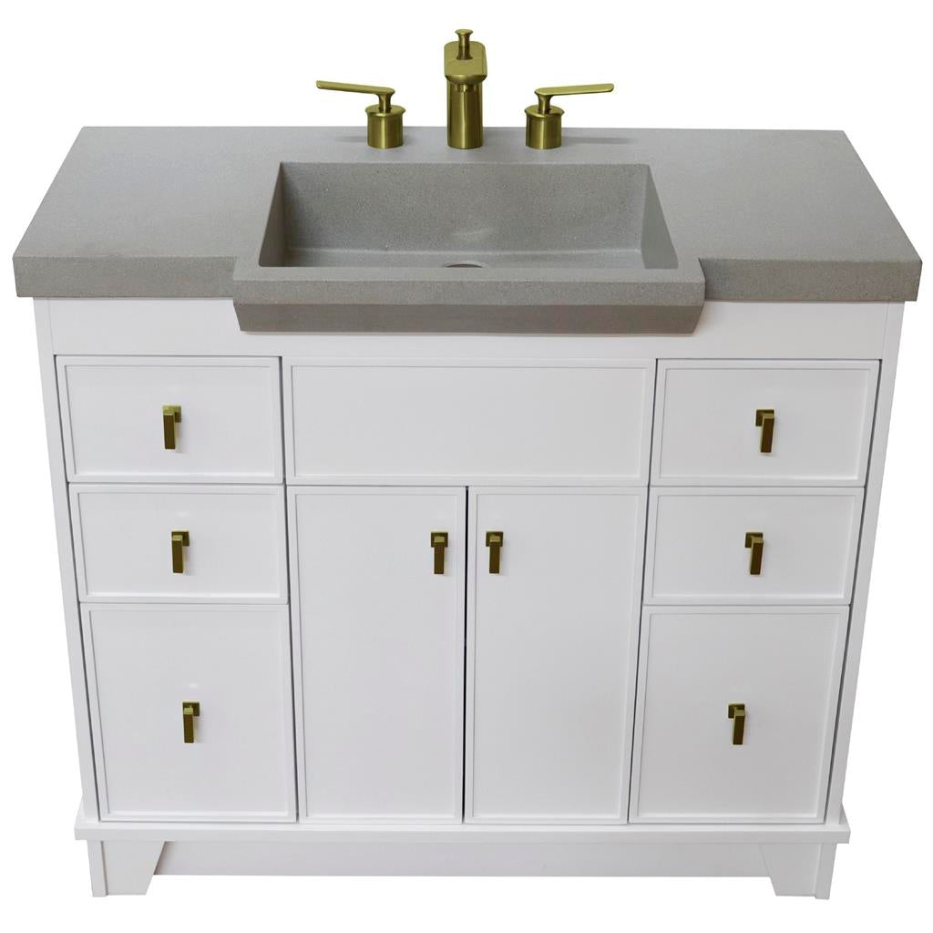 Bellaterra Naples 39" Single Vanity White, Gray Concrete Top