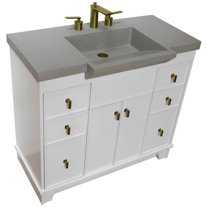 Bellaterra Naples 39" Single Vanity White, Gray Concrete Top