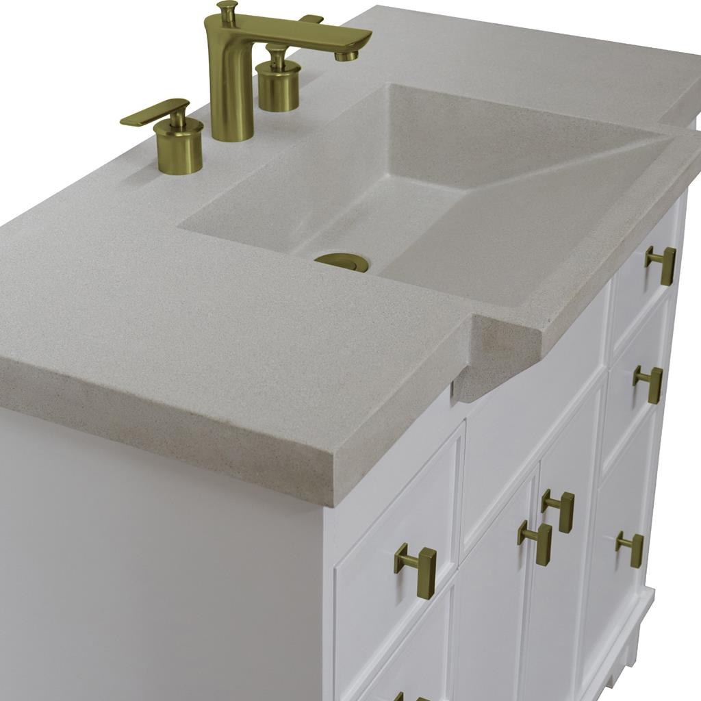 Bellaterra Naples 39" Single Vanity White, Sandy White Concrete Top