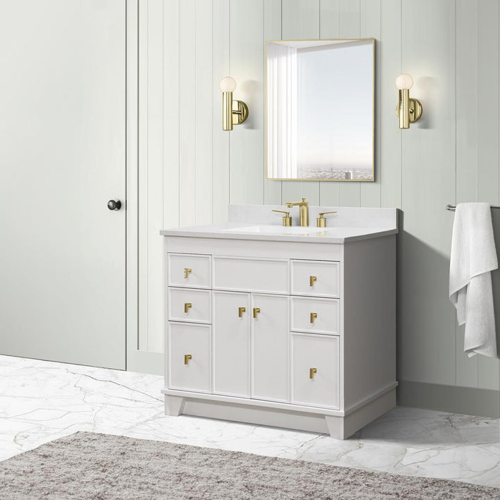 Bellaterra Lagos 39" Single Vanity, White, Engineered Quartz Top