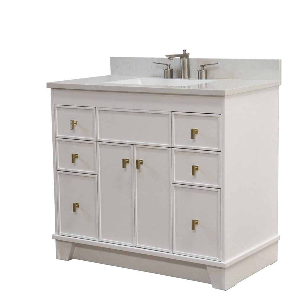 Bellaterra Lagos 39" Single Vanity, White, Engineered Quartz Top