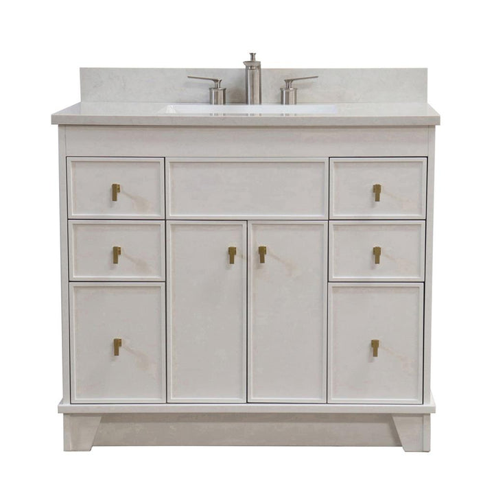 Bellaterra Lagos 39" Single Vanity, White, Engineered Quartz Top