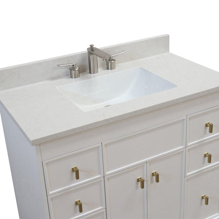 Bellaterra Lagos 39" Single Vanity, White, Engineered Quartz Top