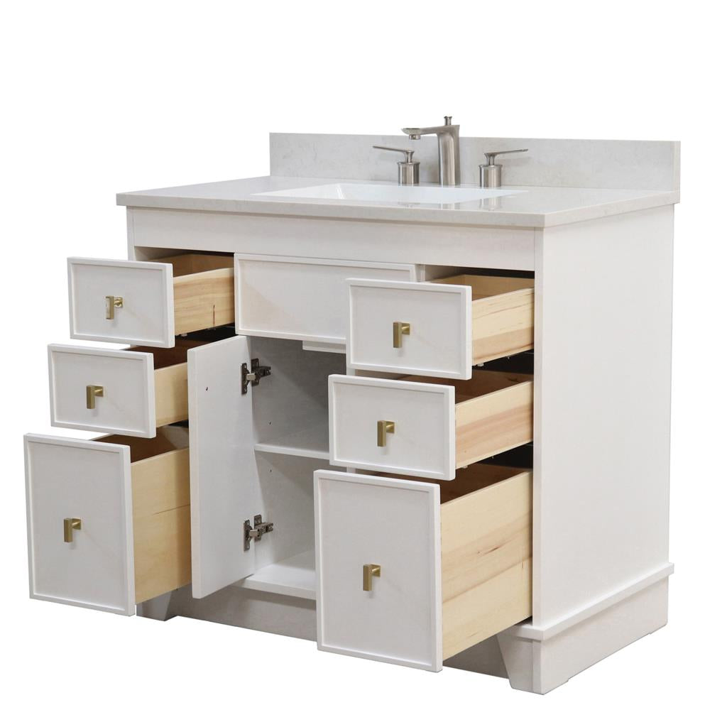 Bellaterra Lagos 39" Single Vanity, White, Engineered Quartz Top