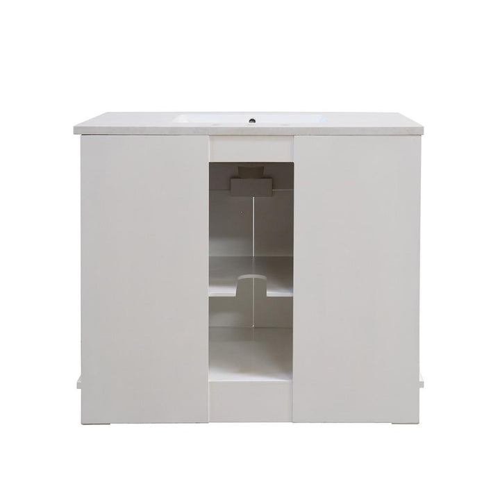 Bellaterra Lagos 39" Single Vanity, White, Engineered Quartz Top