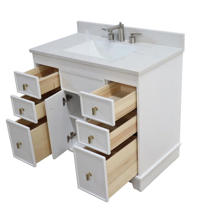 Bellaterra Lagos 39" Single Vanity, White, Engineered Quartz Top