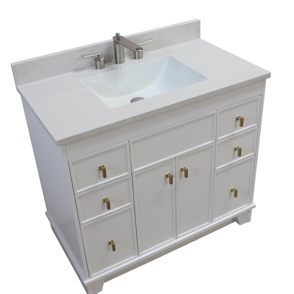 Bellaterra Lagos 39" Single Vanity, White, Engineered Quartz Top