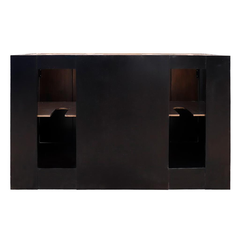 Bellaterra Plantation 55" Double Vanity, Brown Ash, Black Galaxy Granite Top/Rectangle Sink