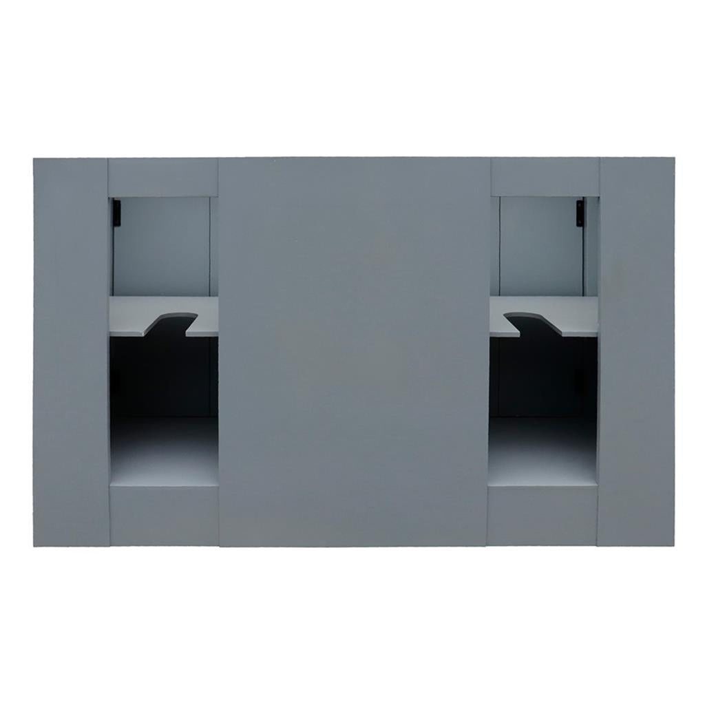 Bellaterra Plantation 55" Double Vanity, Gray Ash, Black Galaxy Granite Top/Rectangle Sink