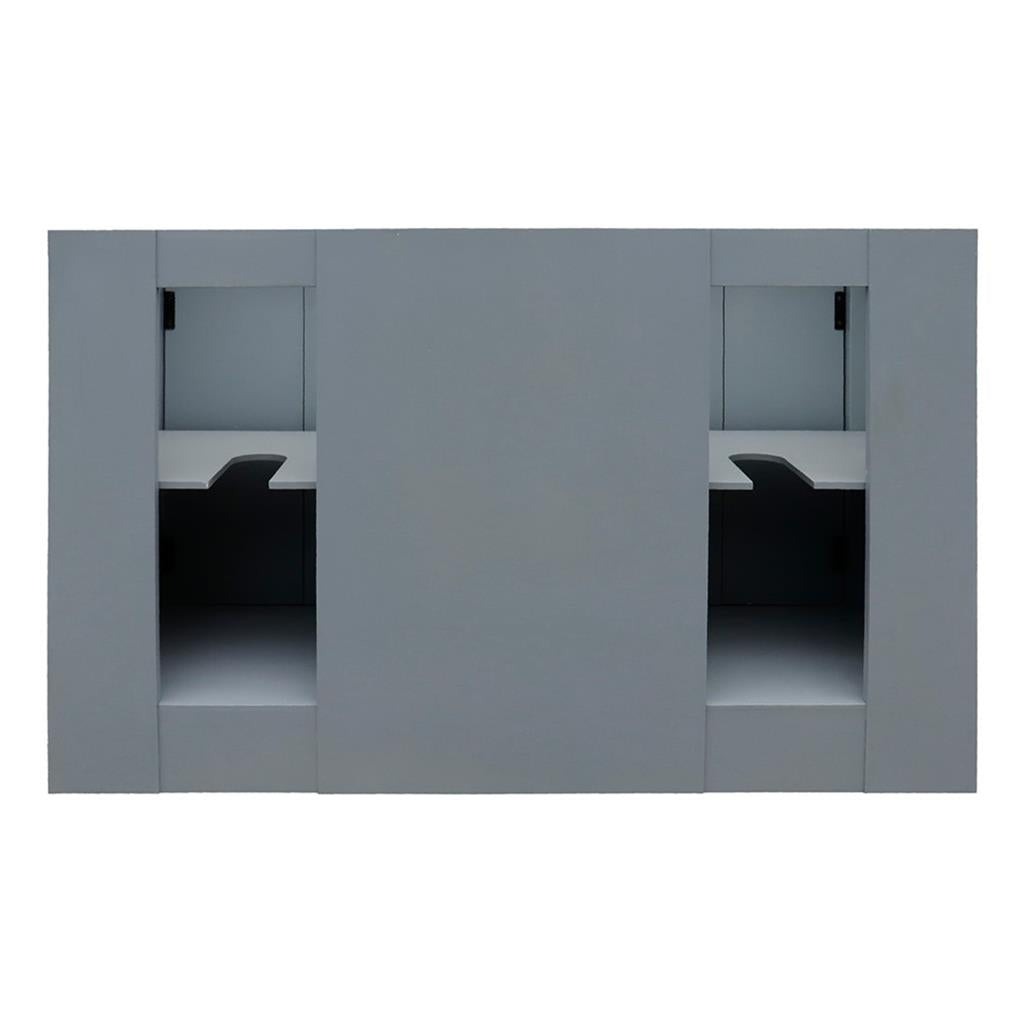 Bellaterra Plantation 55" Double Vanity, Gray Ash, White Carrara Marble Top/Rectangle Sink