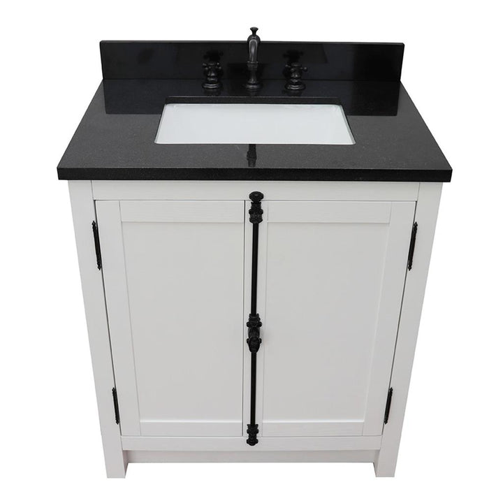 Bellaterra Plantation 31" Single Vanity, Glacier Ash, Black Galaxy Granite Top/Rectangle Sink