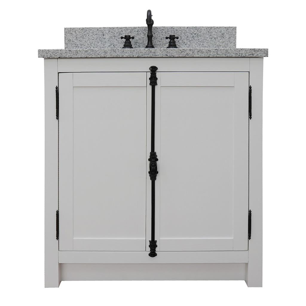 Bellaterra Plantation 31" Single Vanity, Glacier Ash, Gray Granite Top/Oval Sink