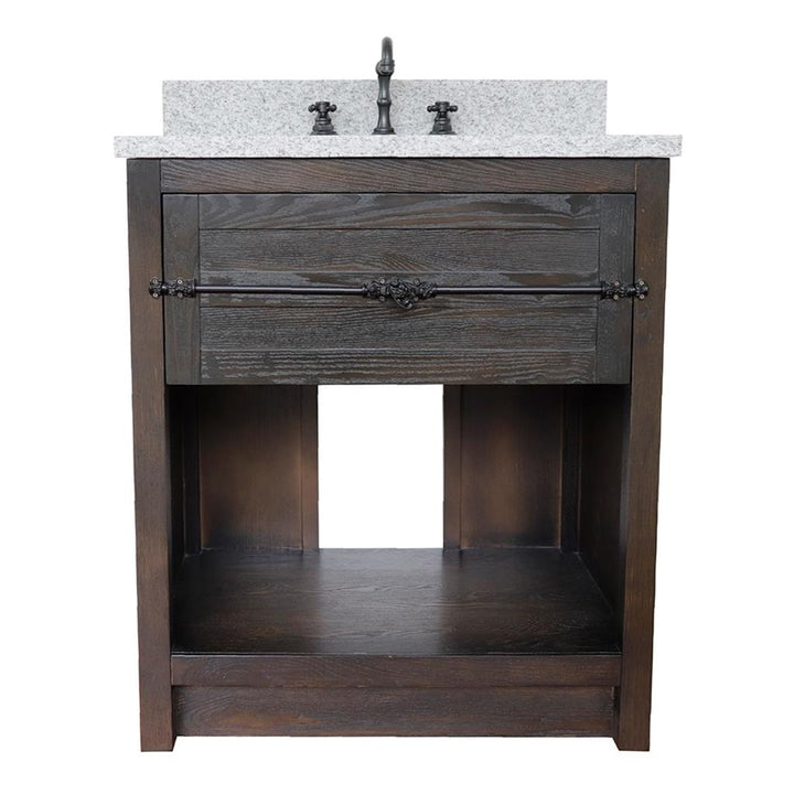 Bellaterra Plantation 31" Single Vanity, Brown Ash, Gray Granite Top/Rectangle Sink