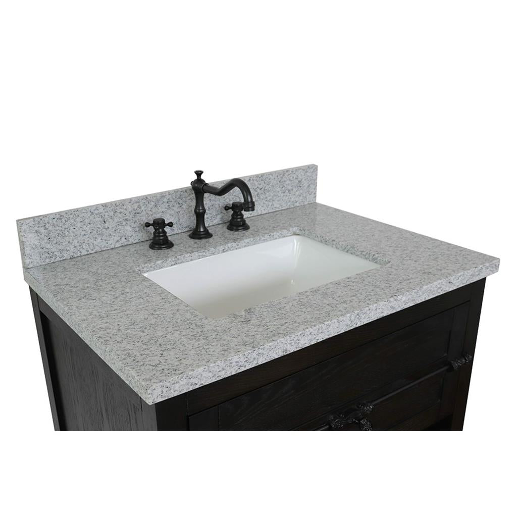 Bellaterra Plantation 31" Single Vanity, Brown Ash, Gray Granite Top/Rectangle Sink