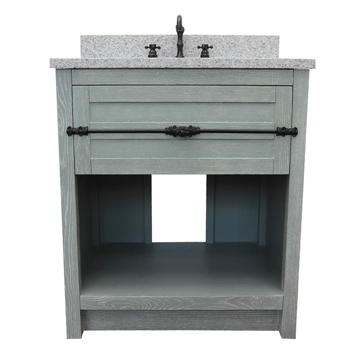 Bellaterra Plantation 31" Single Vanity, Gray Ash, Gray Granite Top/Oval Sink