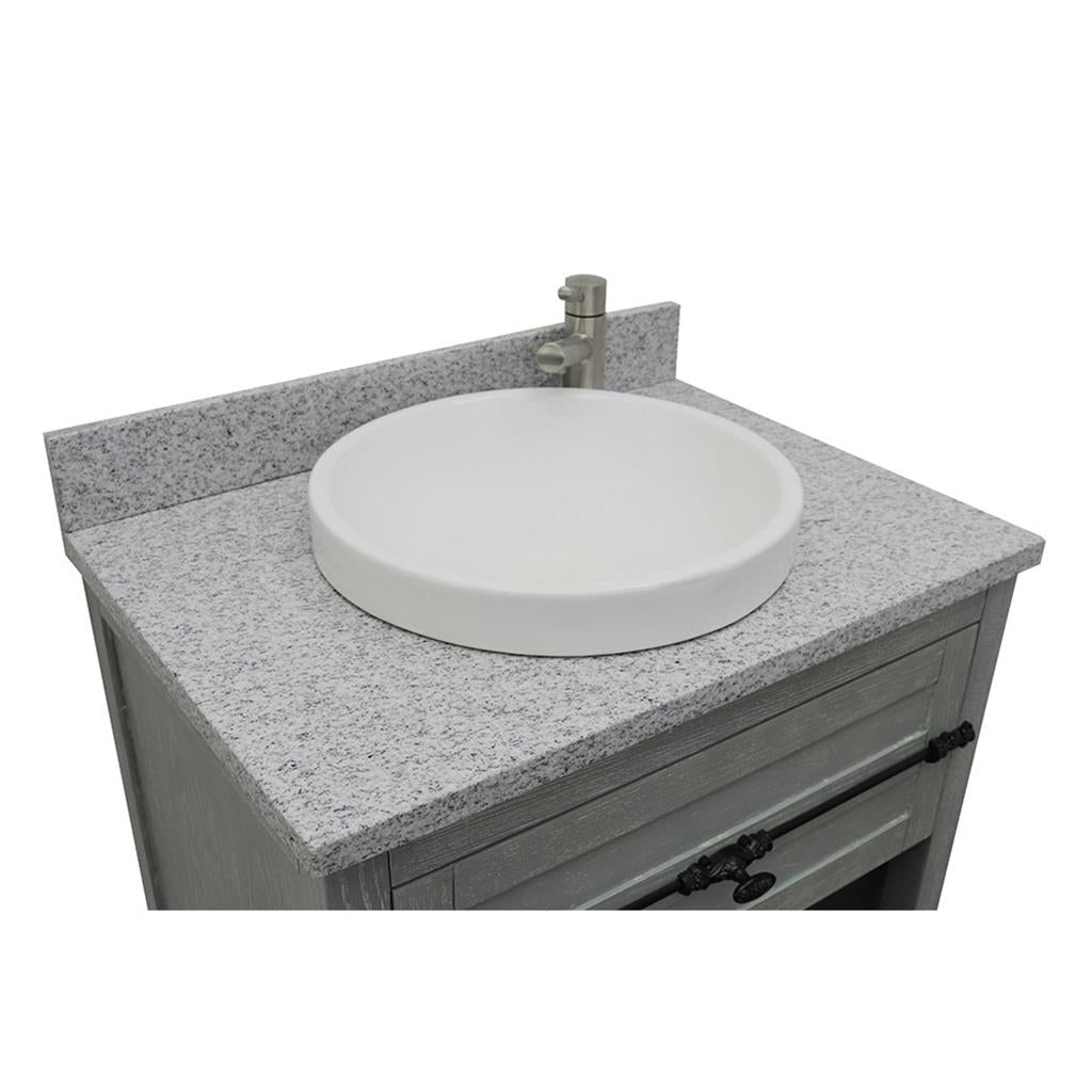 Bellaterra Plantation 31" Single Vanity, Gray Ash, Gray Granite Top/Round Sink