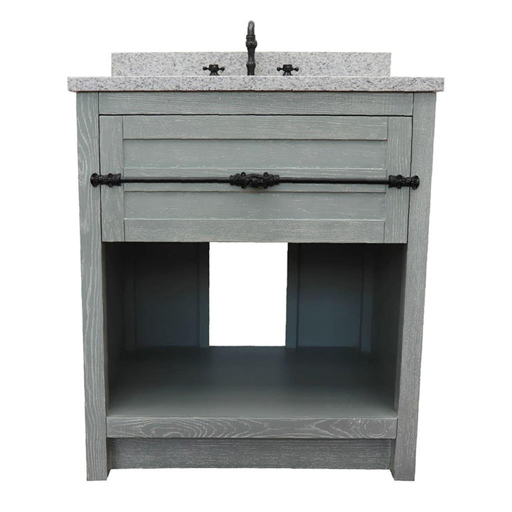 Bellaterra Plantation 31" Single Vanity, Gray Ash, Gray Granite Top/Rectangle Sink