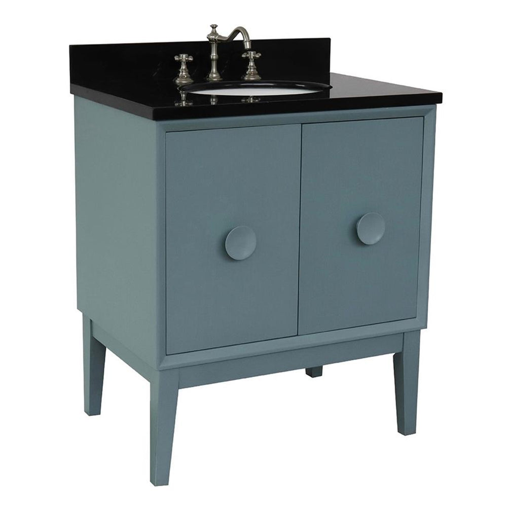 Bellaterra Home Stora 30" Aqua Blue Vanity, Oval Sink Black Galaxy Granite#top-options_black-galaxy-granite