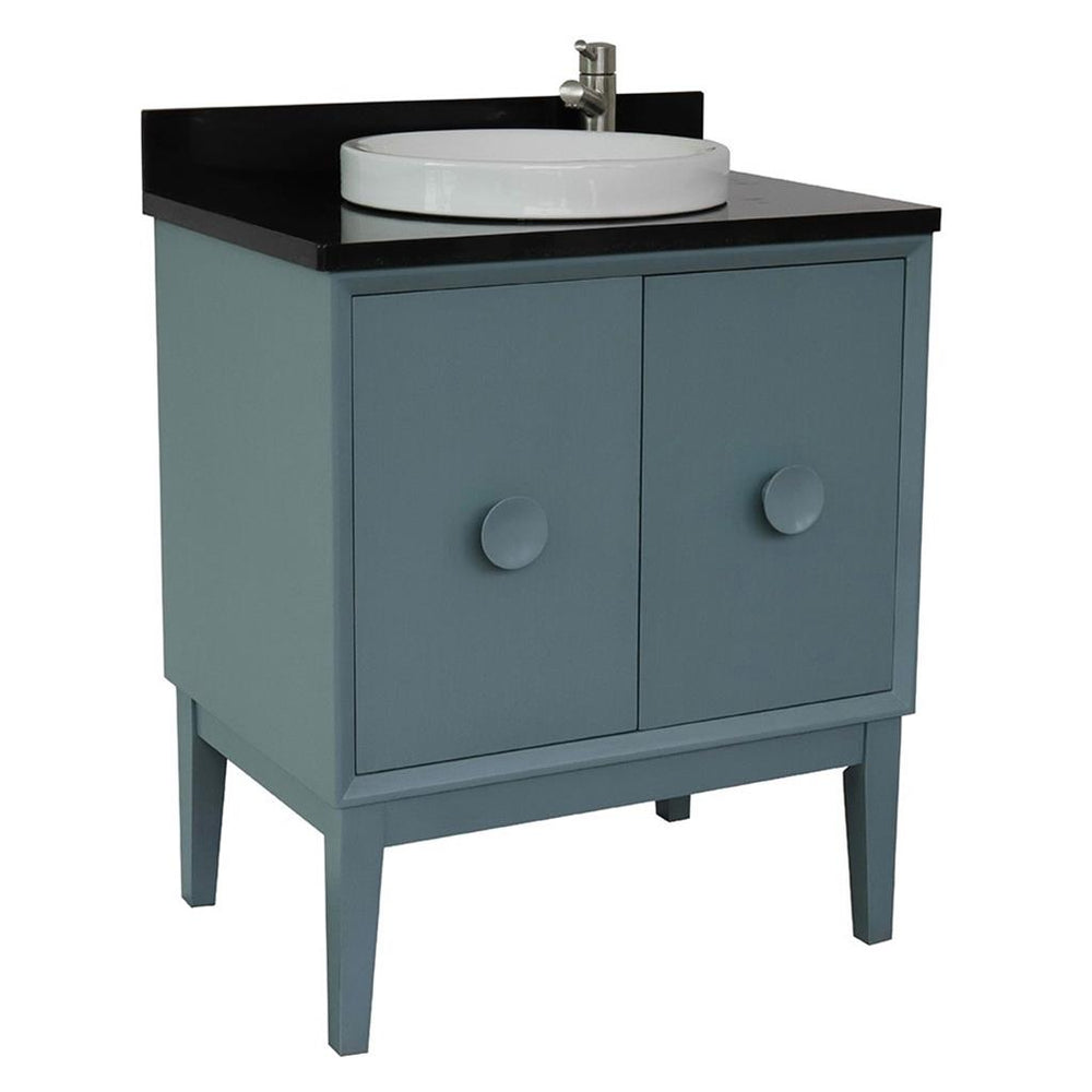 Bellaterra Home Stora 30" Aqua Blue Vanity, Round Sink Black Galaxy Granite#top-options_black-galaxy-granite