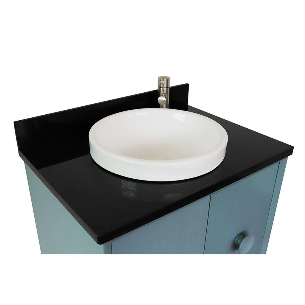 Bellaterra Home Stora 30" Aqua Blue Vanity, Round Sink Black Galaxy Granite#top-options_black-galaxy-granite