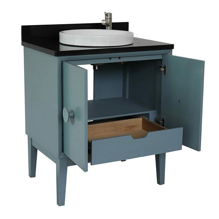 Bellaterra Home Stora 30" Aqua Blue Vanity, Round Sink Black Galaxy Granite#top-options_black-galaxy-granite