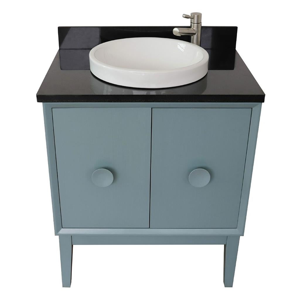 Bellaterra Home Stora 30" Aqua Blue Vanity, Round Sink Black Galaxy Granite#top-options_black-galaxy-granite