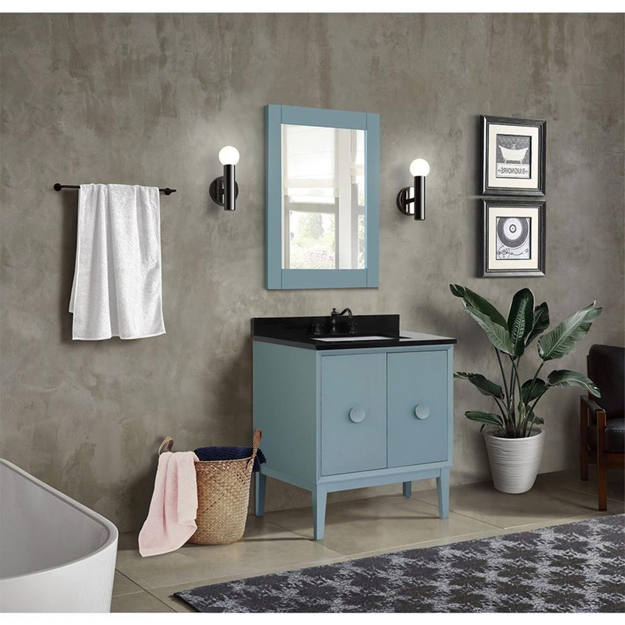 Bellaterra Home Stora 30" Aqua Blue Vanity, Rectangle Sink Black Galaxy Granite#top-options_black-galaxy-granite