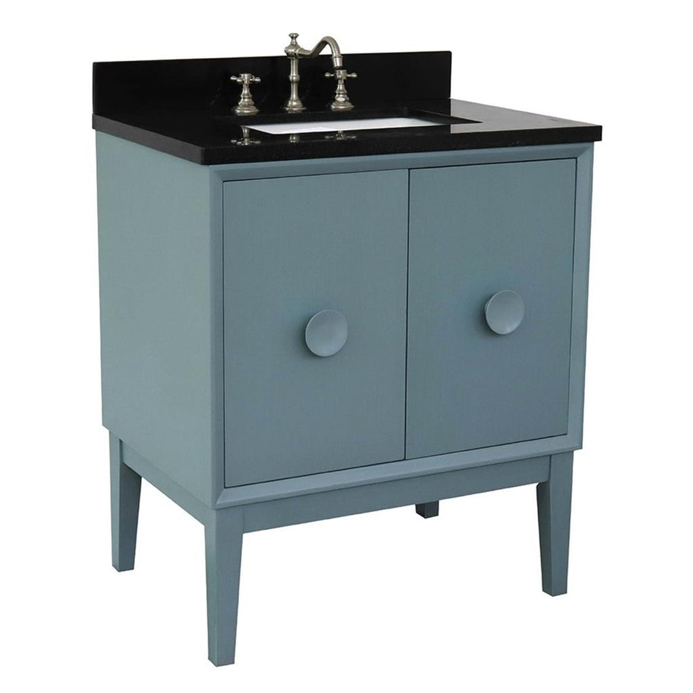 Bellaterra Home Stora 30" Aqua Blue Vanity, Rectangle Sink Black Galaxy Granite#top-options_black-galaxy-granite