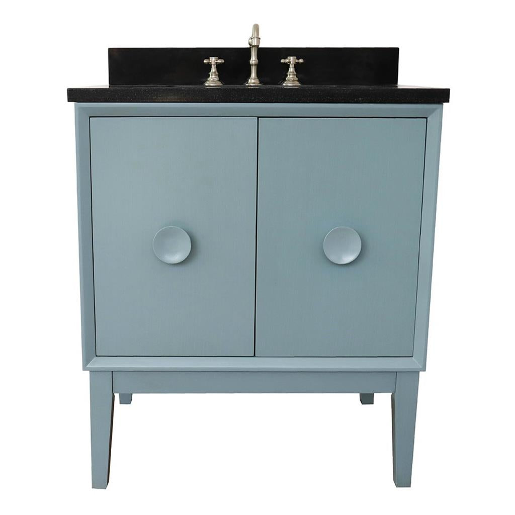 Bellaterra Stora 31" Single Vanity, Aqua Blue, Black Galaxy Granite Top/Rectangle Sink