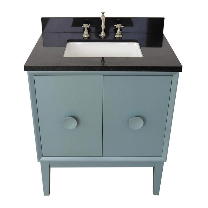 Bellaterra Stora 31" Single Vanity, Aqua Blue, Black Galaxy Granite Top/Rectangle Sink