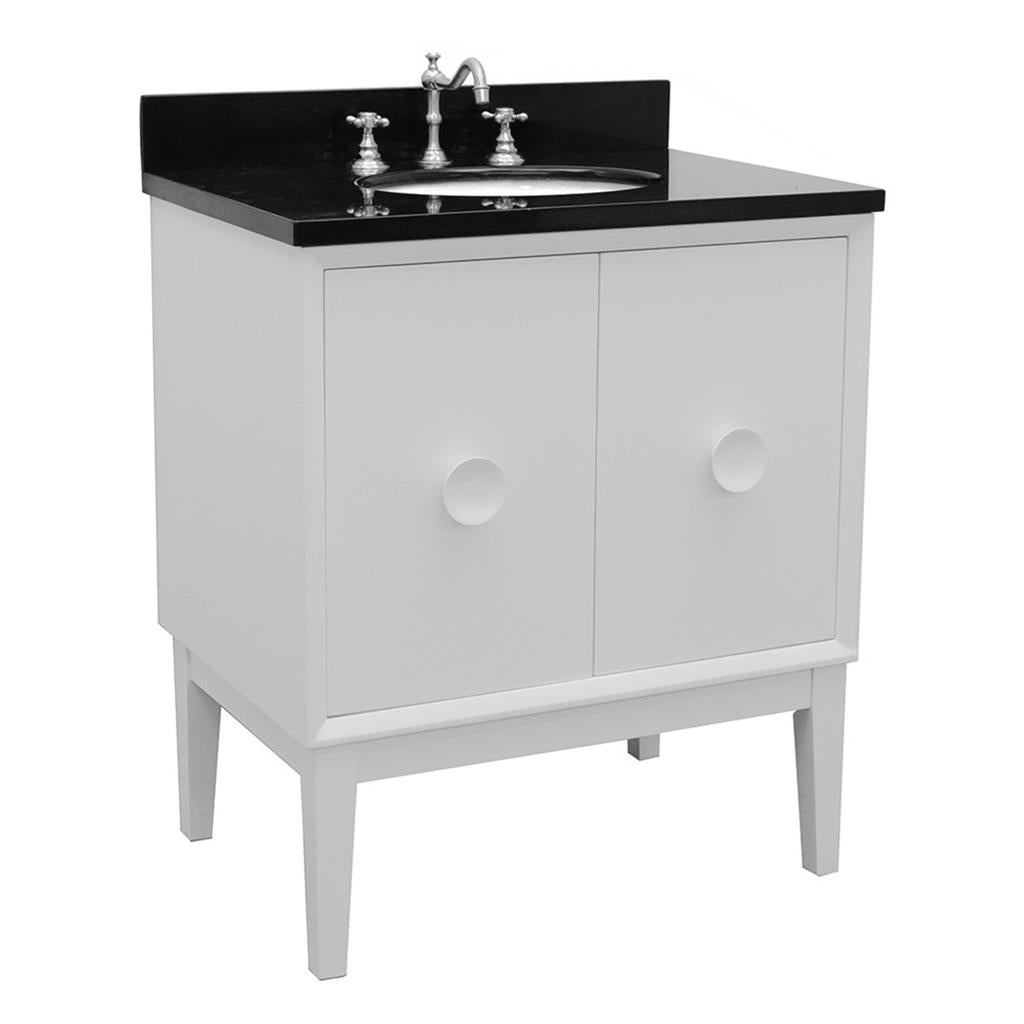 Bellaterra Stora 31" Single Vanity, White, Black Galaxy Granite Top/Oval Sink