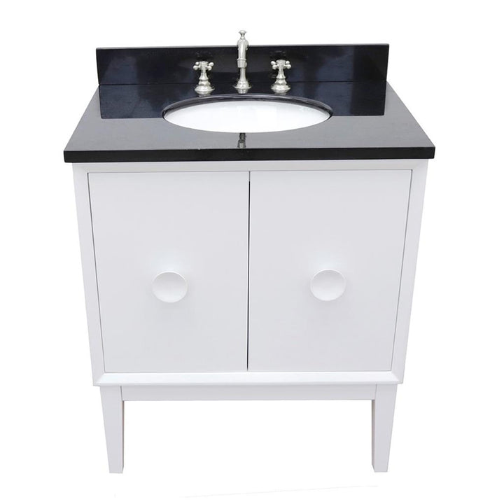 Bellaterra Stora 31" Single Vanity, White, Black Galaxy Granite Top/Oval Sink