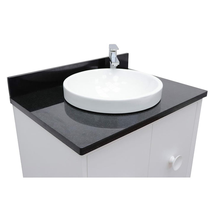 Bellaterra Stora 31" Single Vanity, White, Black Galaxy Granite Top/Round Sink