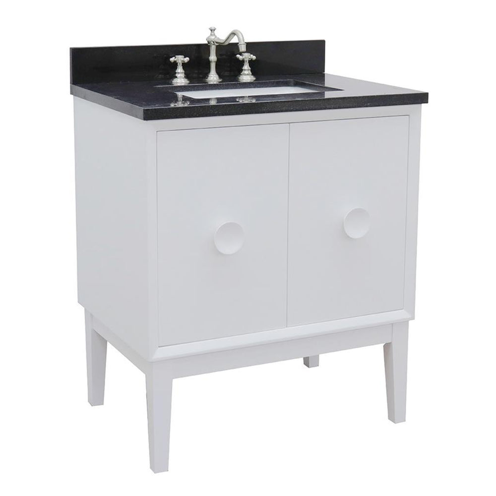 Bellaterra Home Stora 30" White Vanity, Rectangle Sink Black Galaxy Granite#top-options_black-galaxy-granite