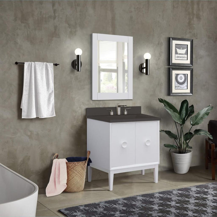 Bellaterra Stora 31" Single Vanity, White, Black Concrete Top/Rectangle Sink