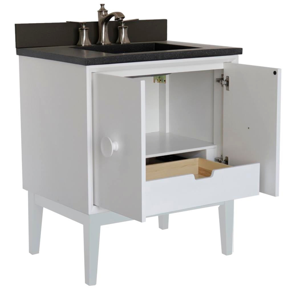 Bellaterra Stora 31" Single Vanity, White, Black Concrete Top/Rectangle Sink