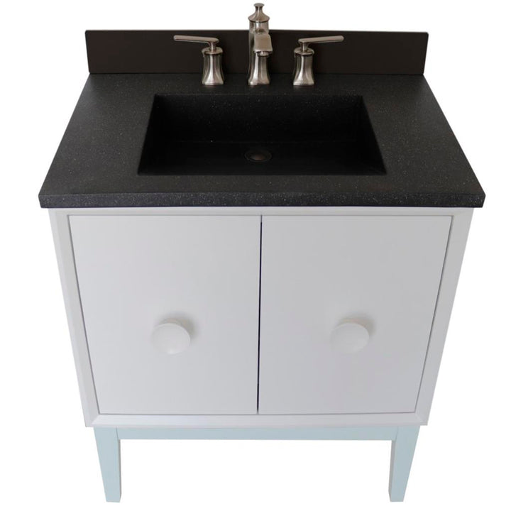 Bellaterra Stora 31" Single Vanity, White, Black Concrete Top/Rectangle Sink