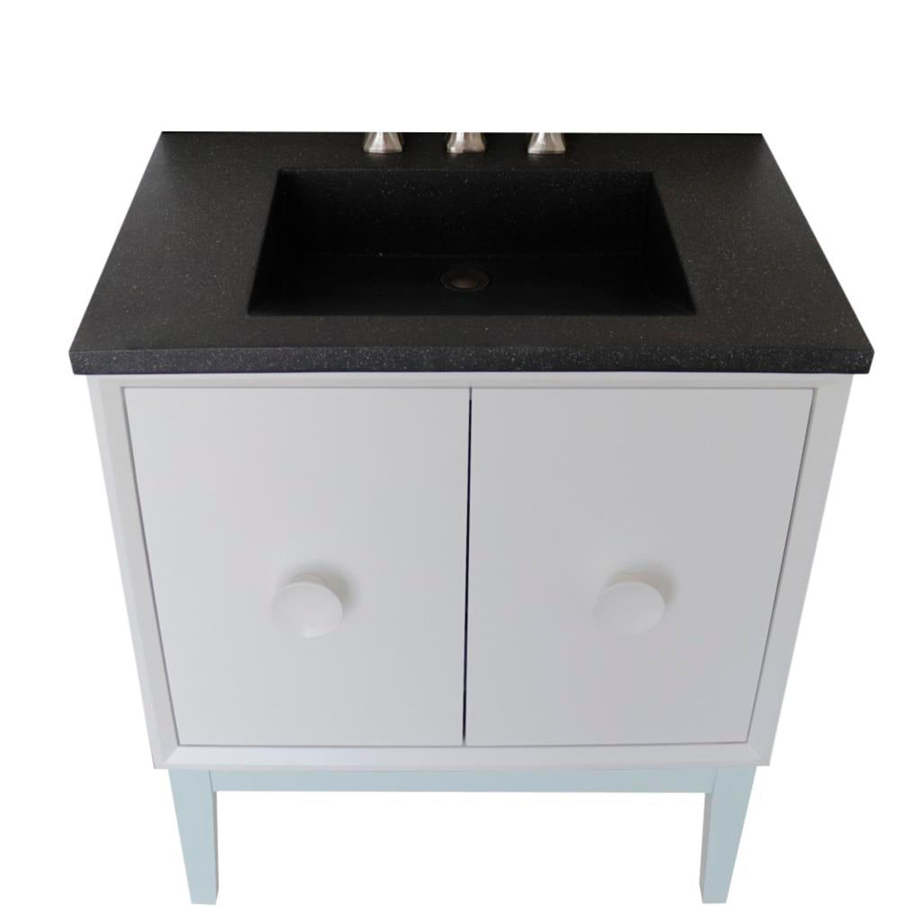 Bellaterra Stora 31" Single Vanity, White, Black Concrete Top/Rectangle Sink