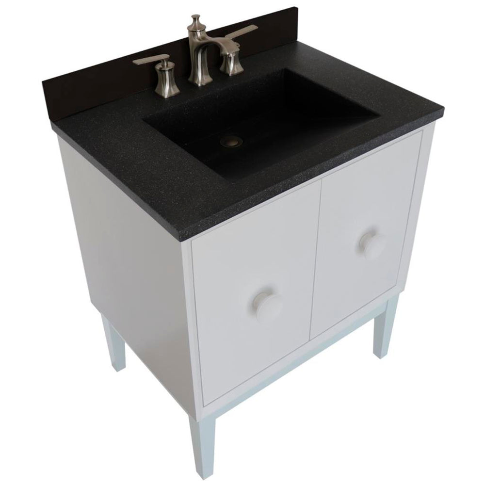 Bellaterra Stora 31" Single Vanity, White, Black Concrete Top/Rectangle Sink