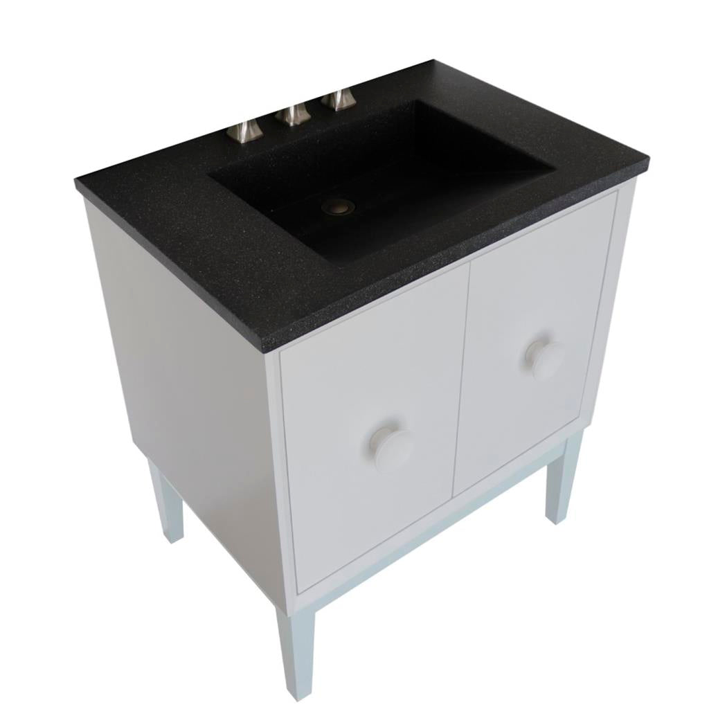 Bellaterra Stora 31" Single Vanity, White, Black Concrete Top/Rectangle Sink